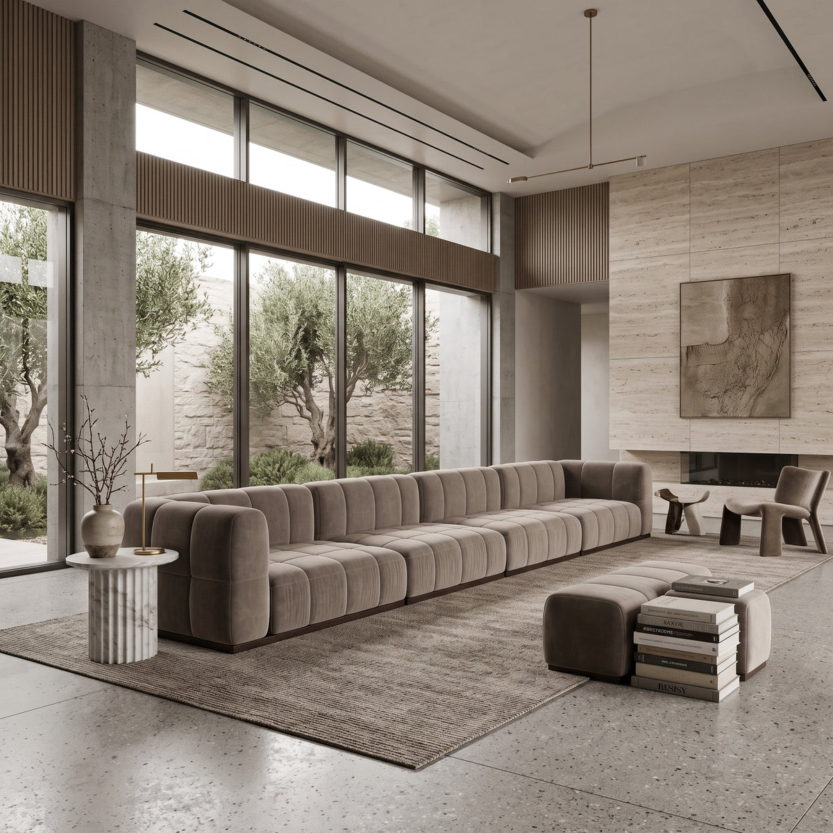 Catherine Velvet Sofa | Beige