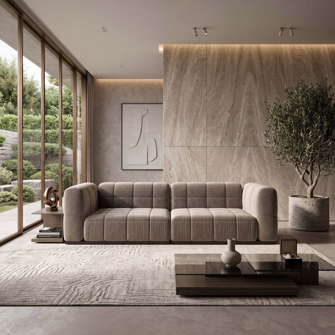 Catherine Velvet Sofa | Beige