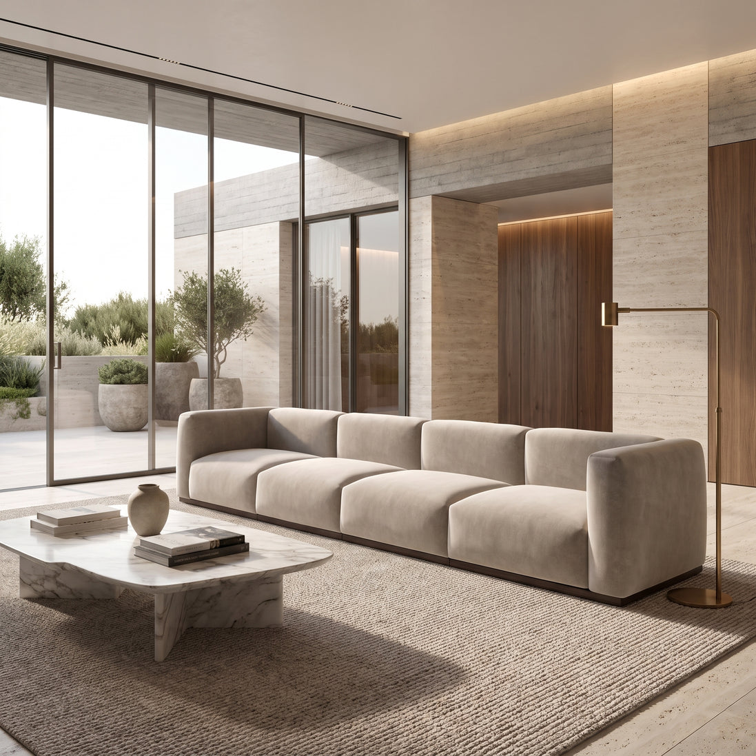 Charlotte Modular Velvet Sofa | Alabaster