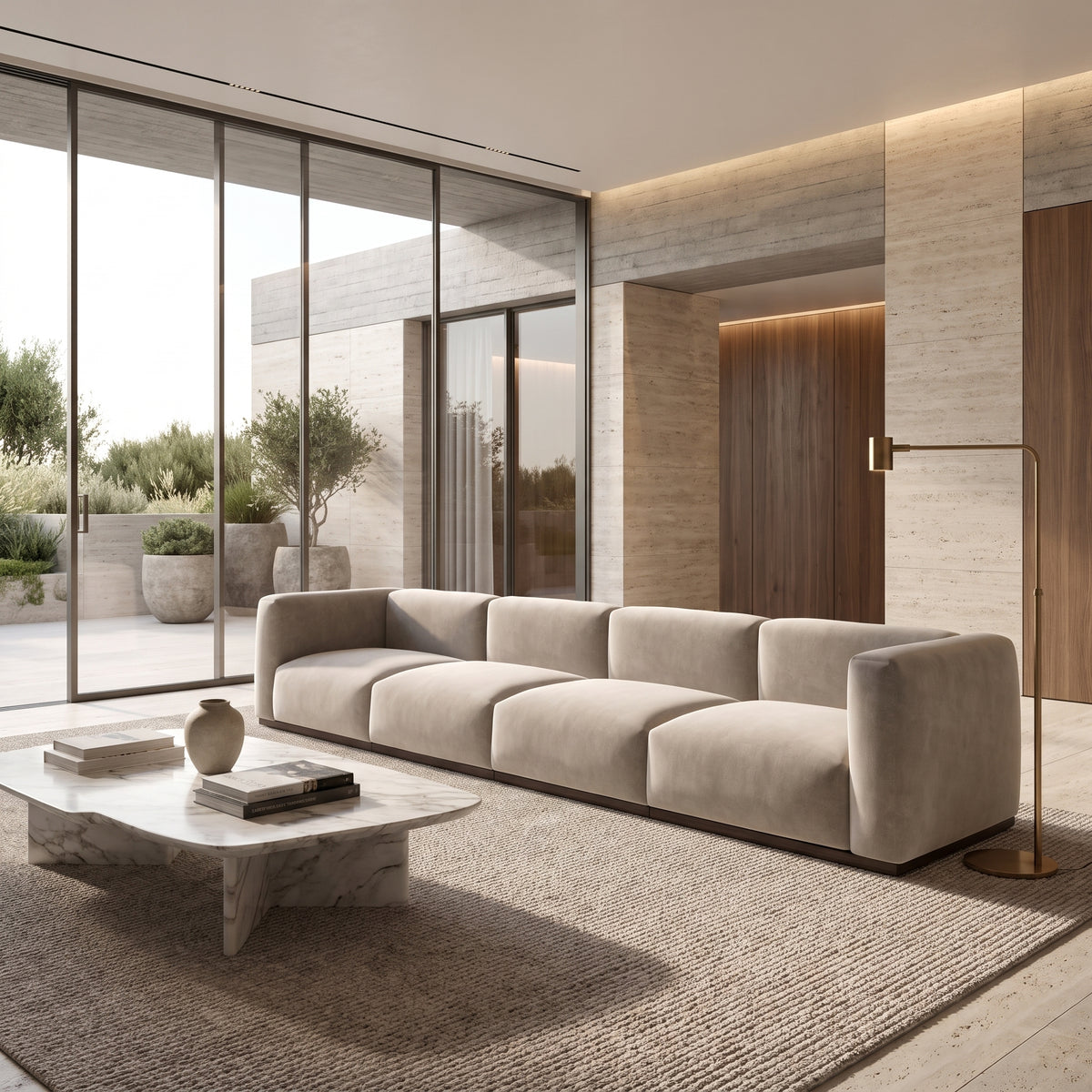 Charlotte Modular Velvet Sofa | Alabaster