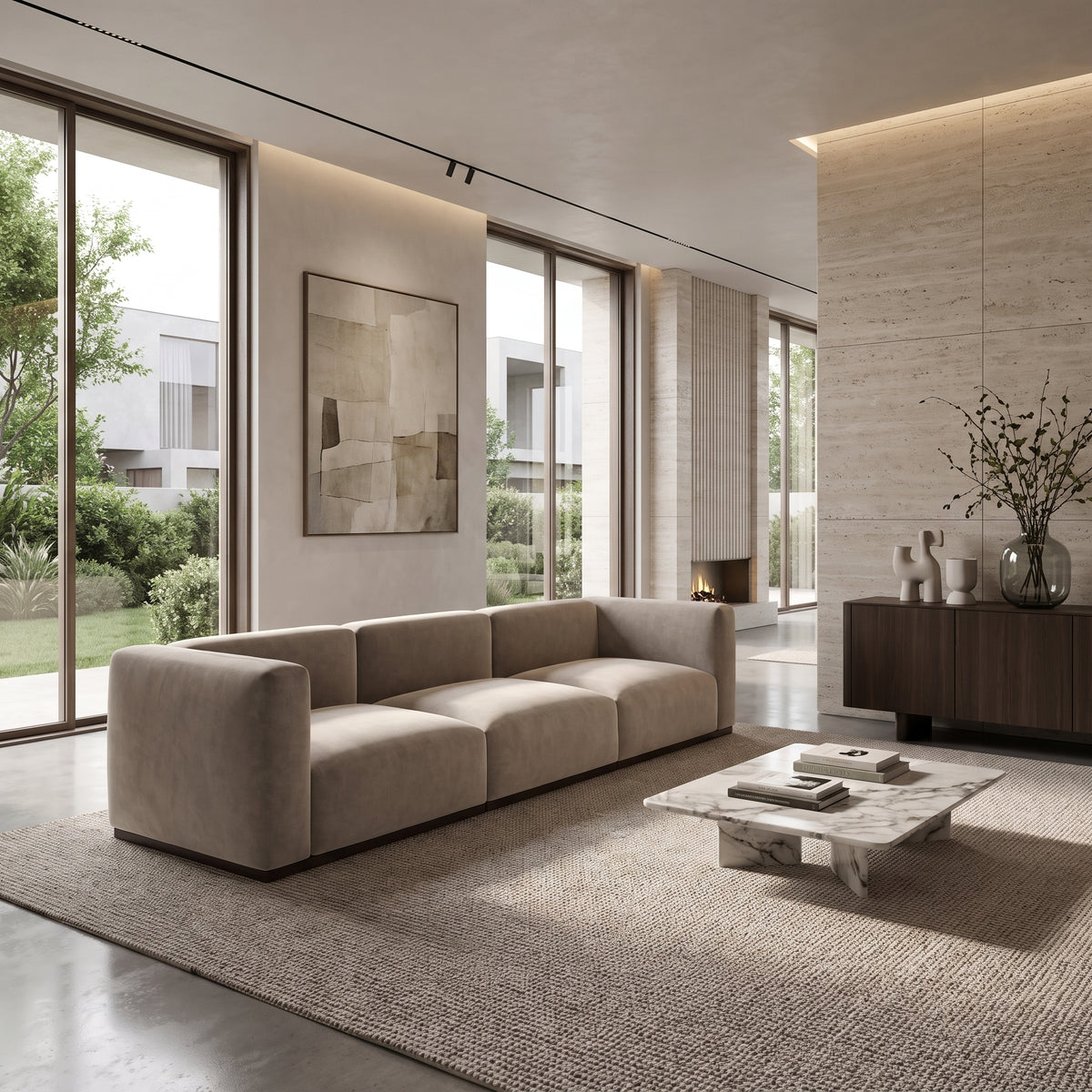 Charlotte Modular Velvet Sofa | Alabaster