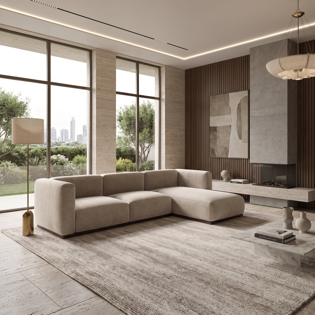 Charlotte Modular Velvet Sofa | Alabaster