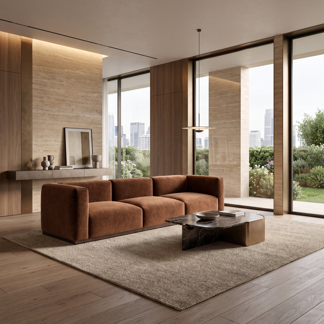 Charlotte Modular Velvet Sofa | Copper