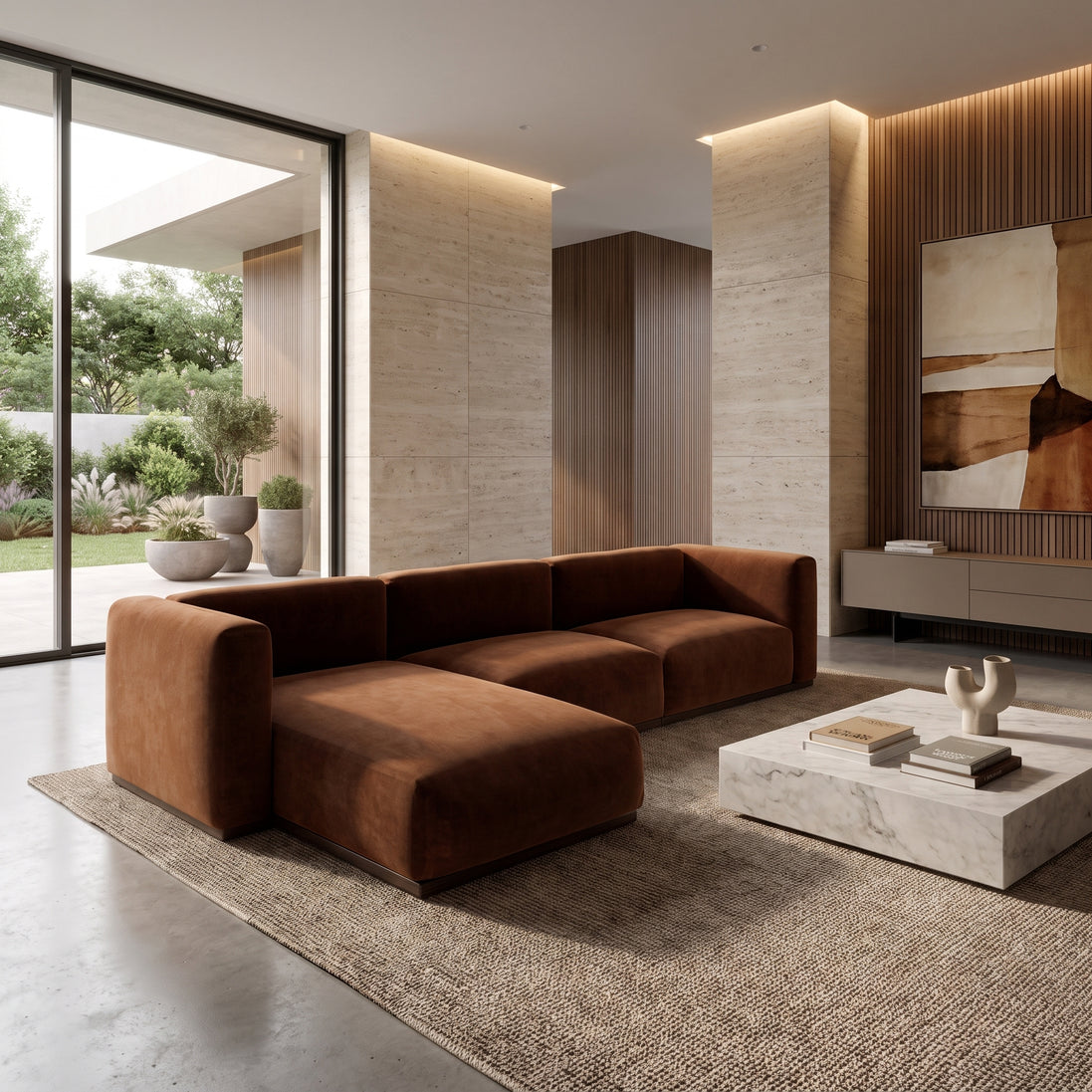 Charlotte Modular Velvet Sofa | Copper