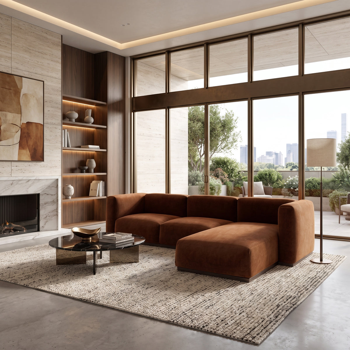 Charlotte Modular Velvet Sofa | Copper