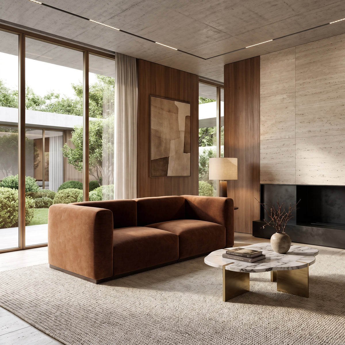 Charlotte Modular Velvet Sofa | Copper