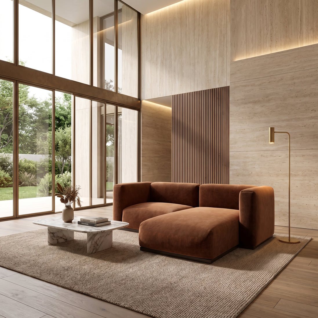 Charlotte Modular Velvet Sofa | Copper