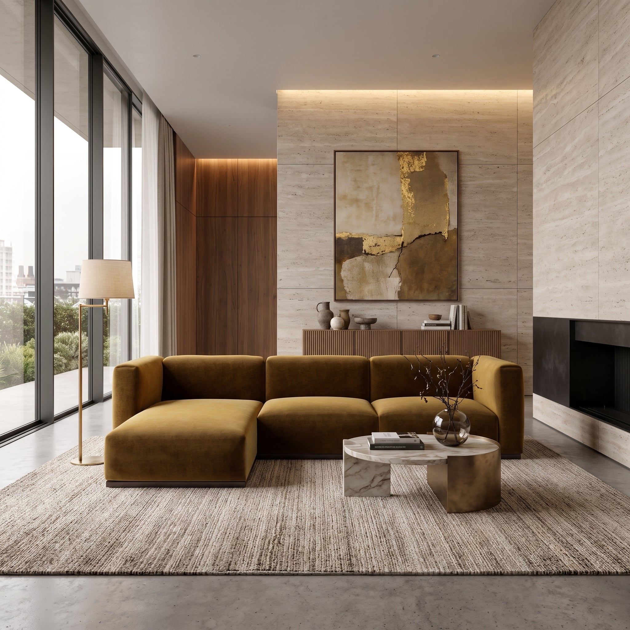 Charlotte Modular Velvet Sofa | Ochre