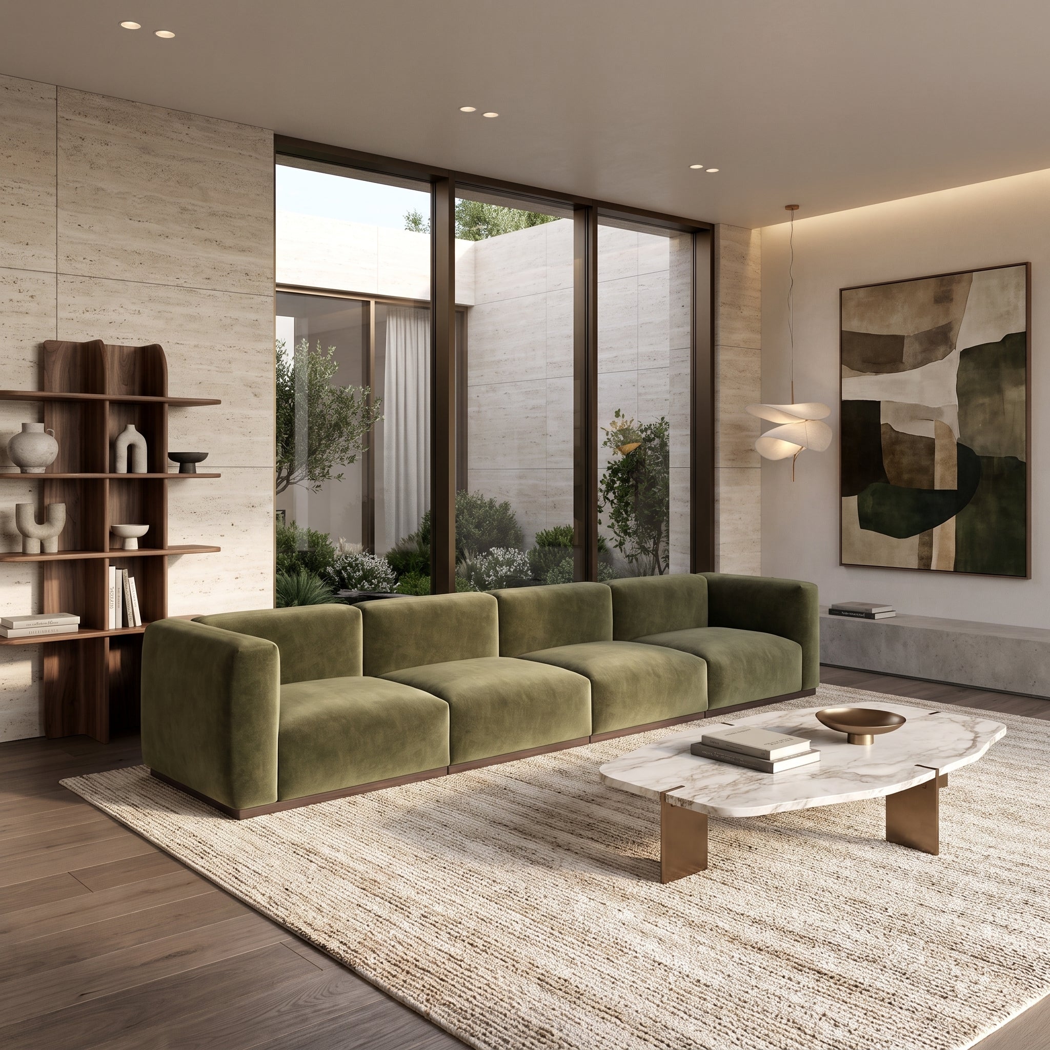 Charlotte Modular Velvet Sofa | Olive