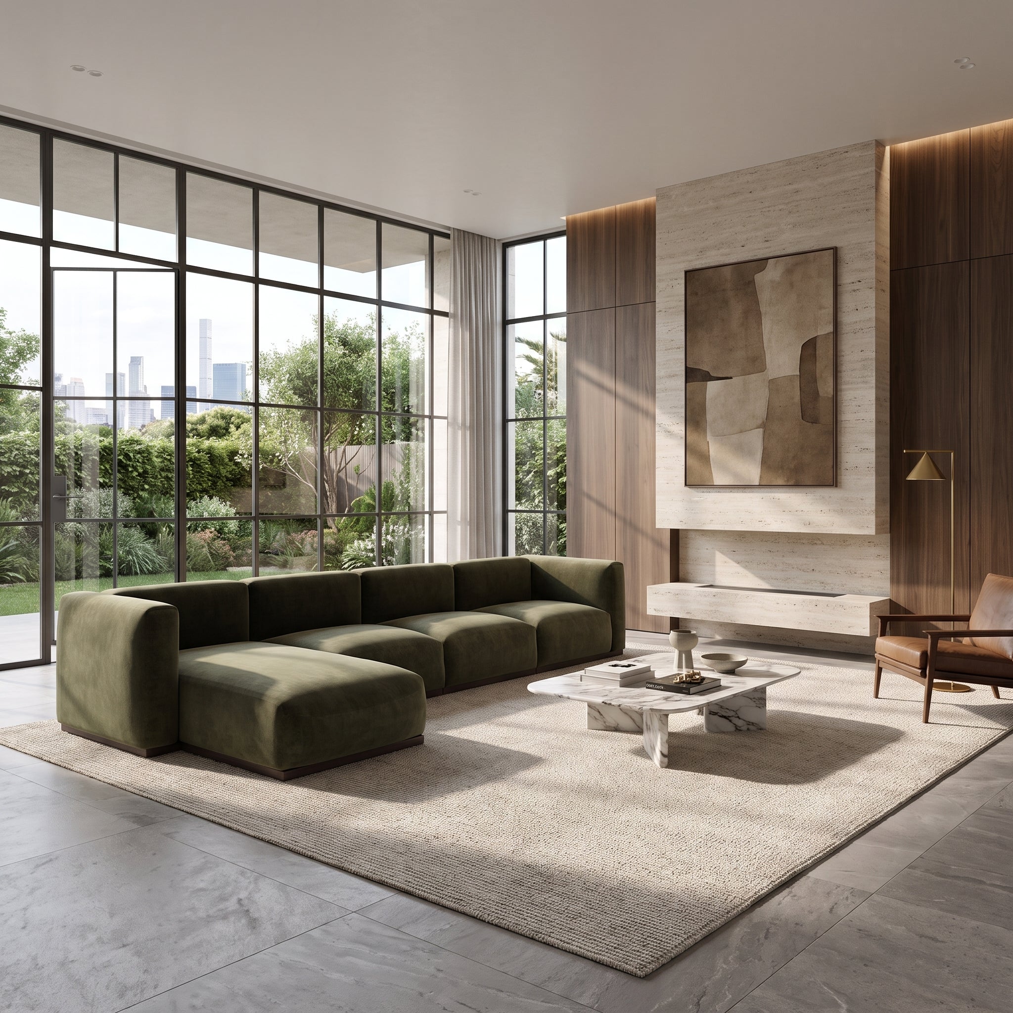 Charlotte Modular Velvet Sofa | Olive
