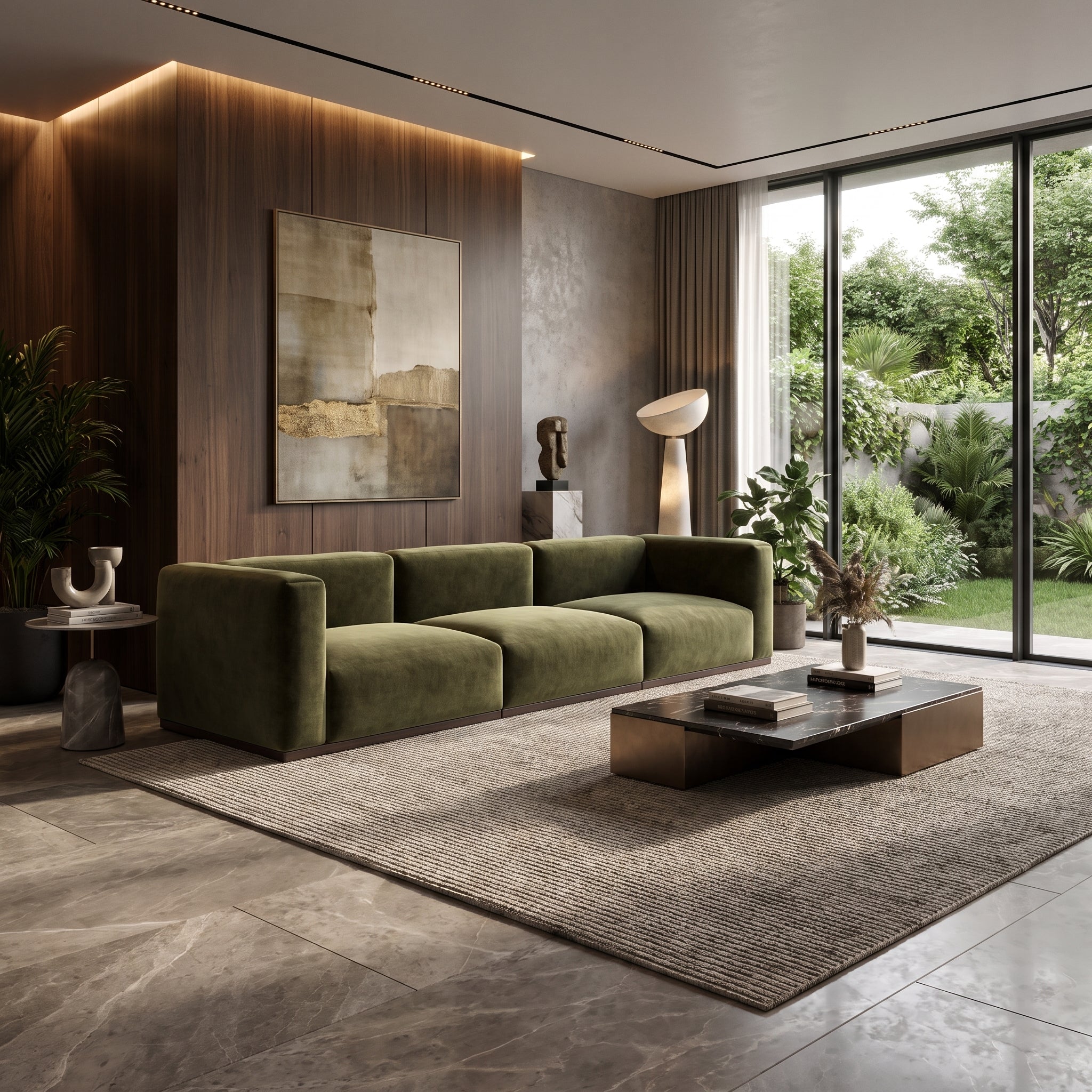 Charlotte Modular Velvet Sofa | Olive