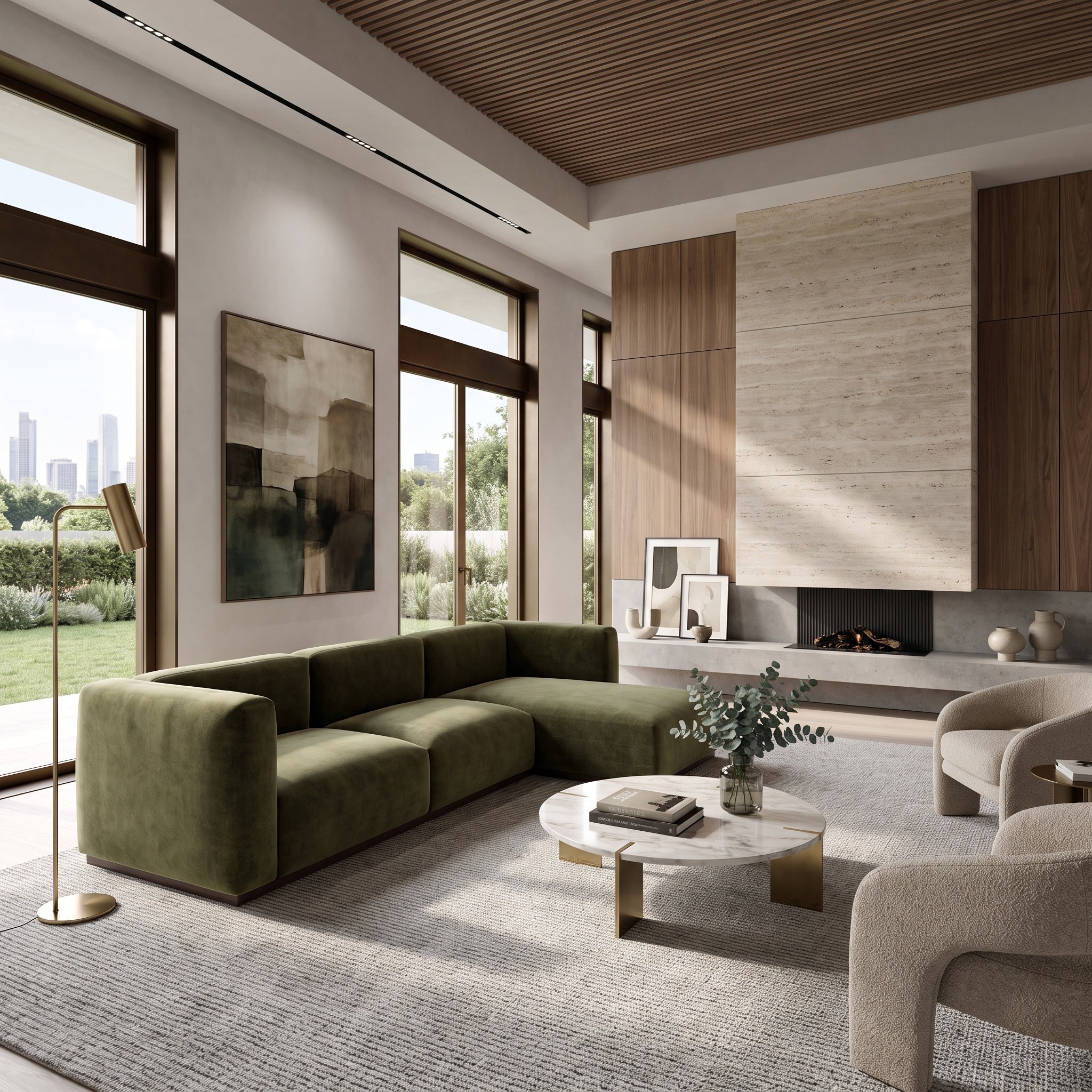Charlotte Modular Velvet Sofa | Olive