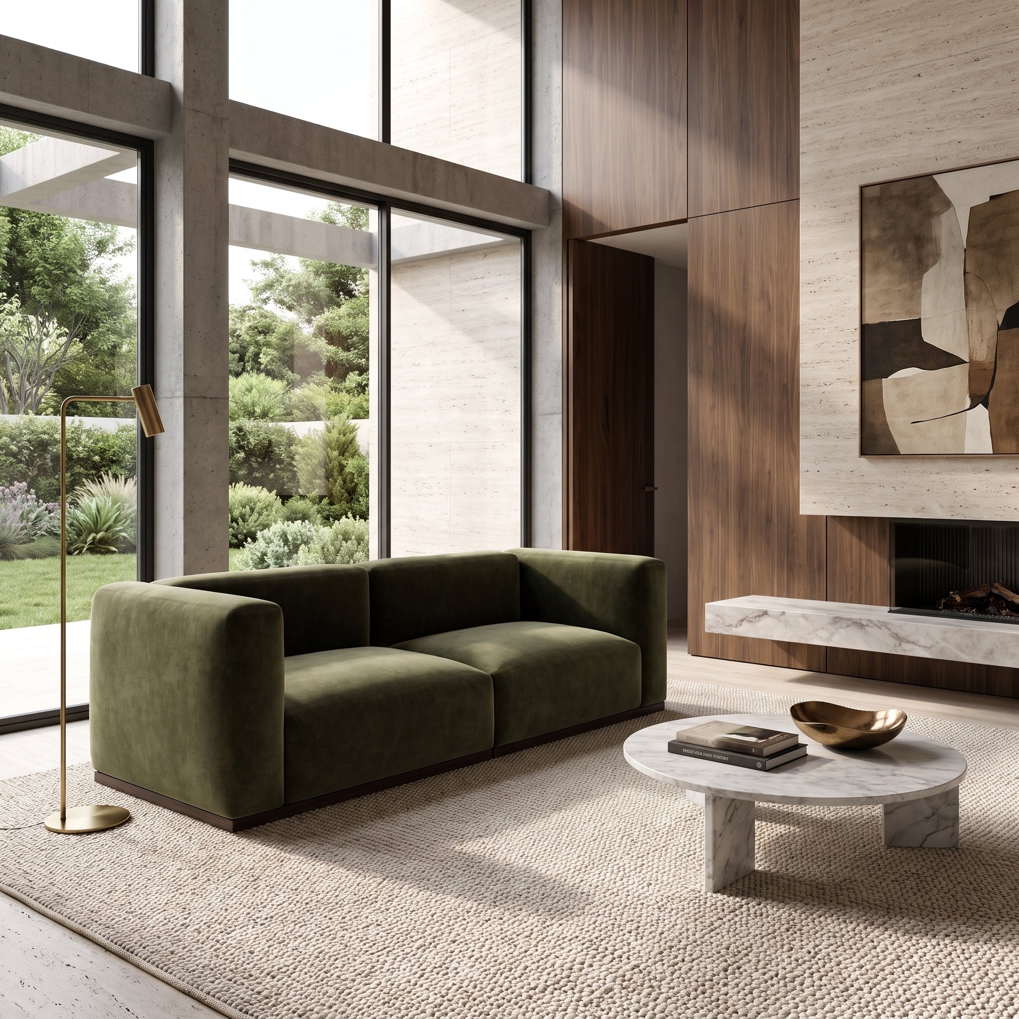 Charlotte Modular Velvet Sofa | Olive