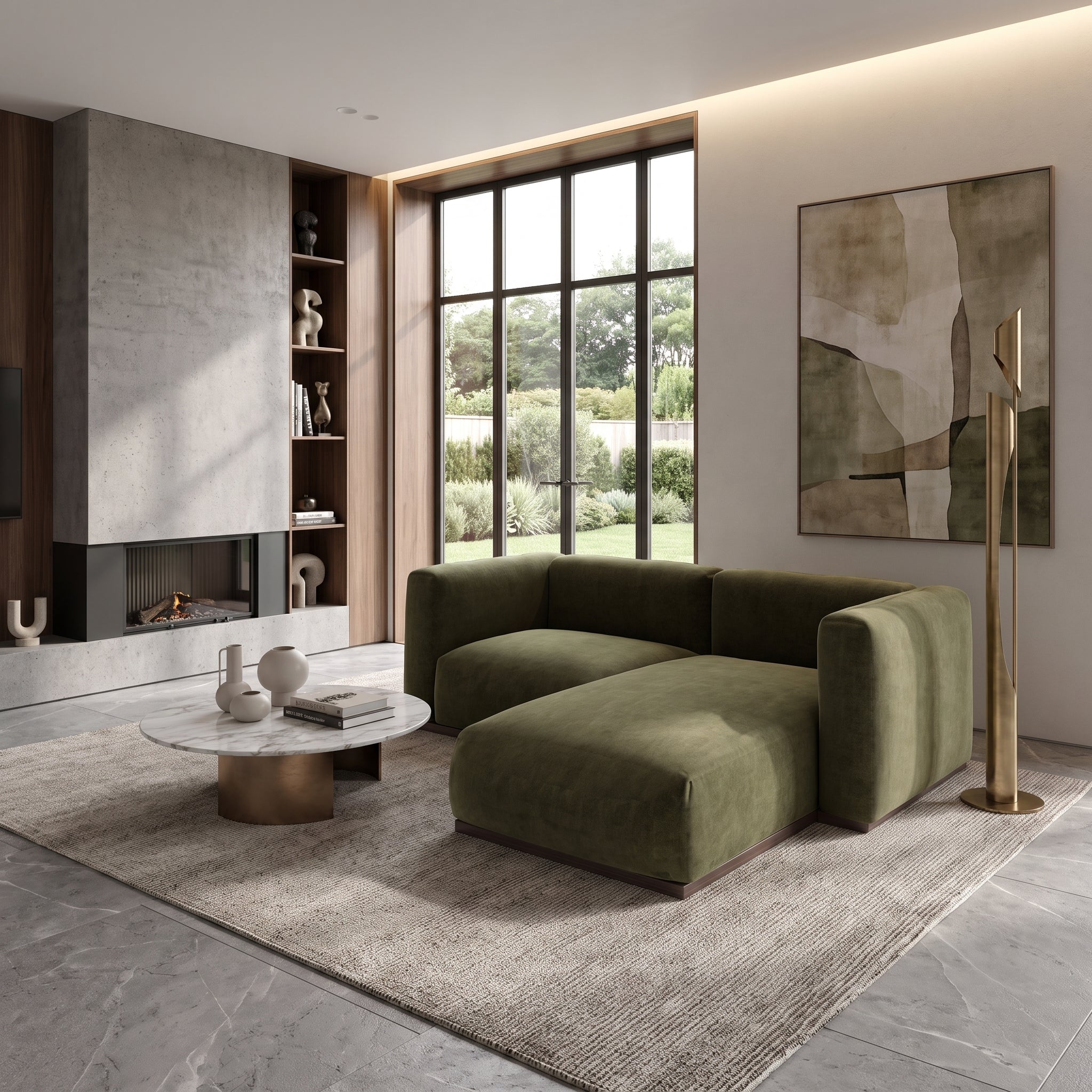 Charlotte Modular Velvet Sofa | Olive