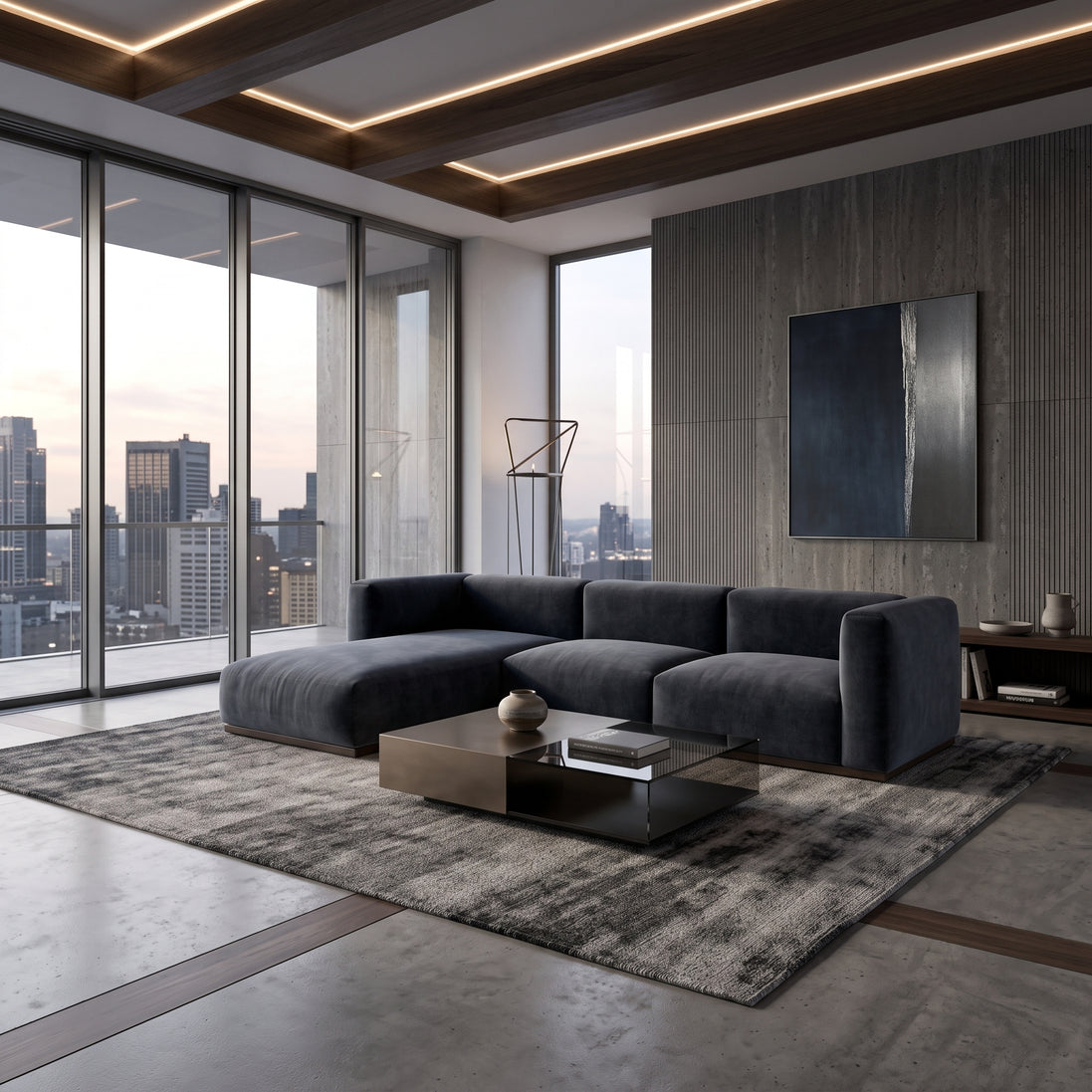 Charlotte Modular Velvet Sofa | Oxford Blue