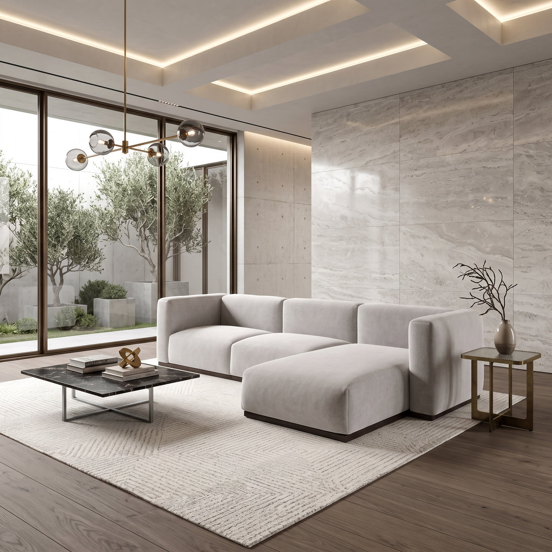Charlotte Modular Velvet Sofa | Pearl