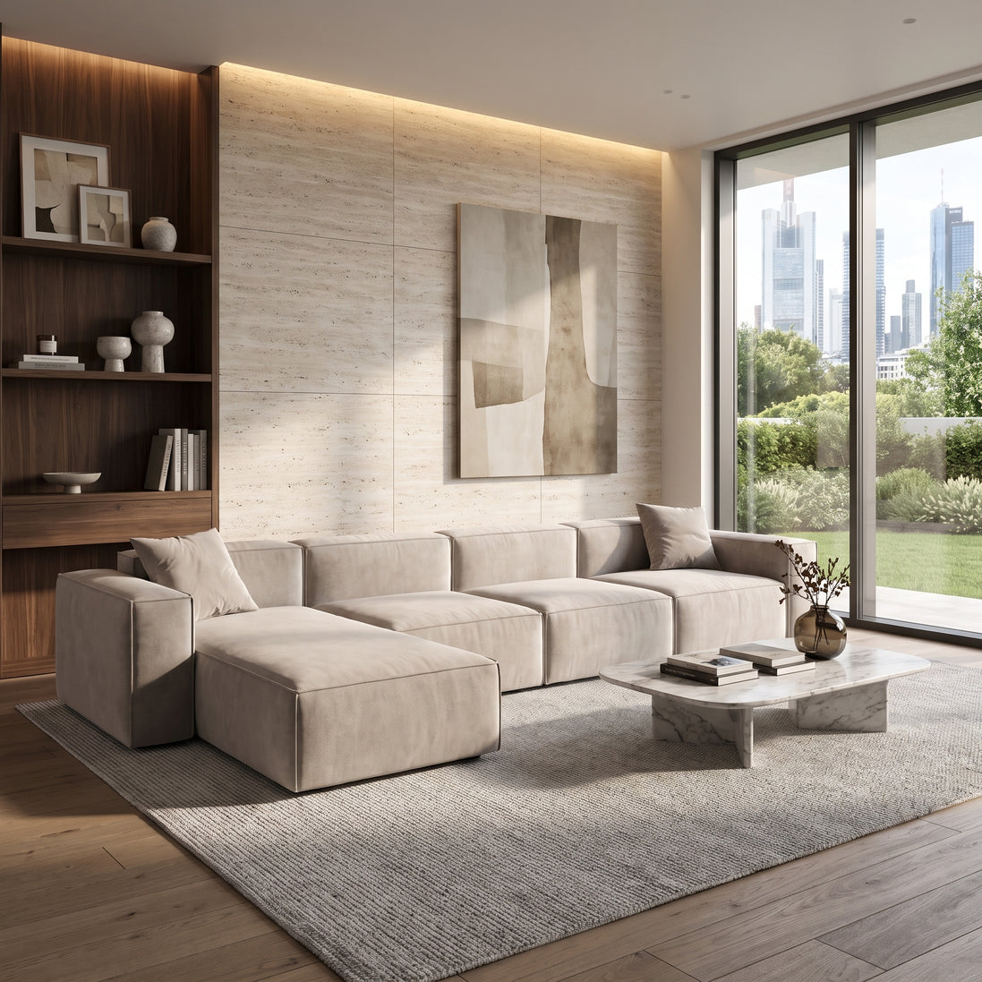 Eleanor Modular Velvet Sofa | Alabaster