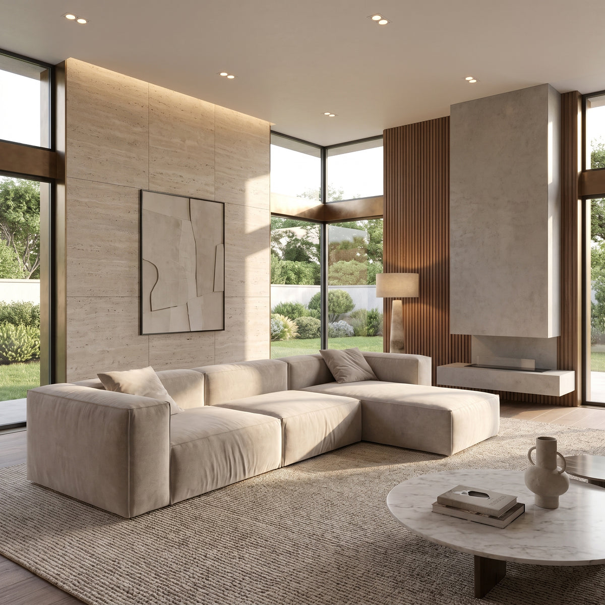 Eleanor Modular Velvet Sofa | Alabaster