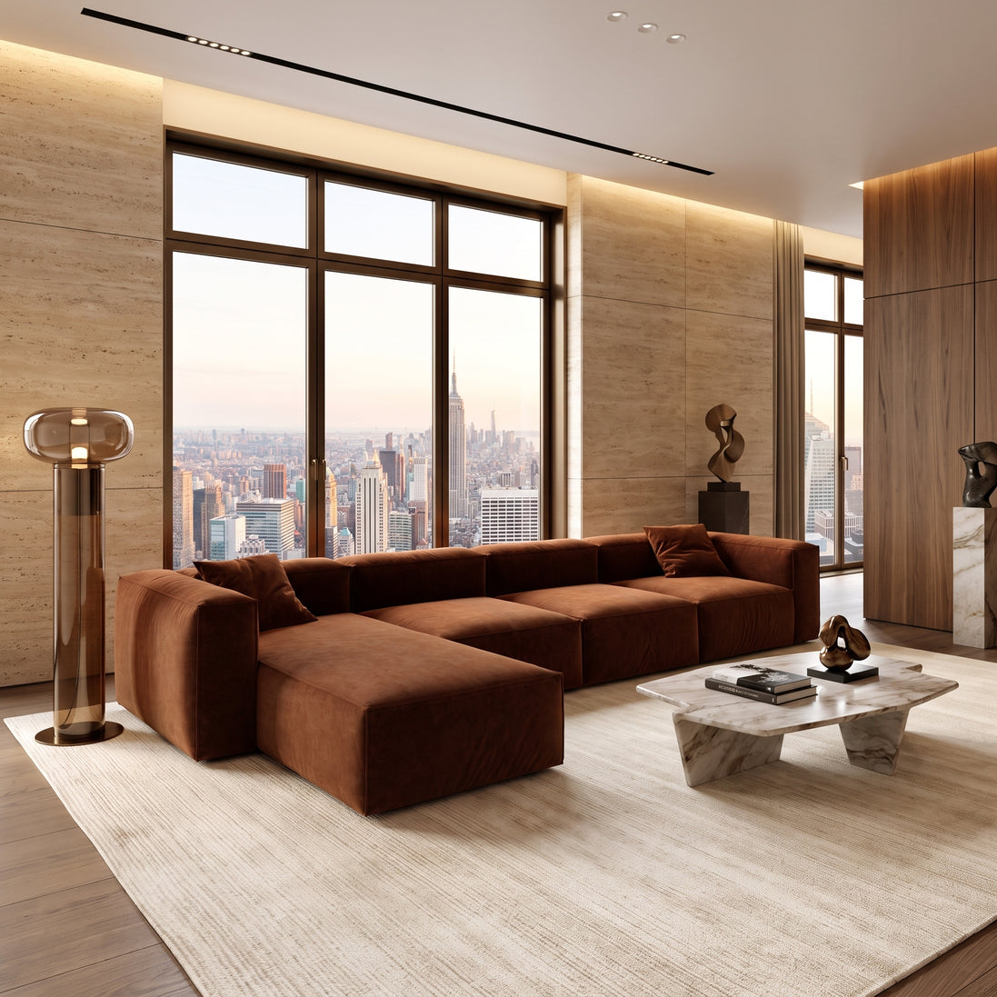 Eleanor Modular Velvet Sofa | Copper