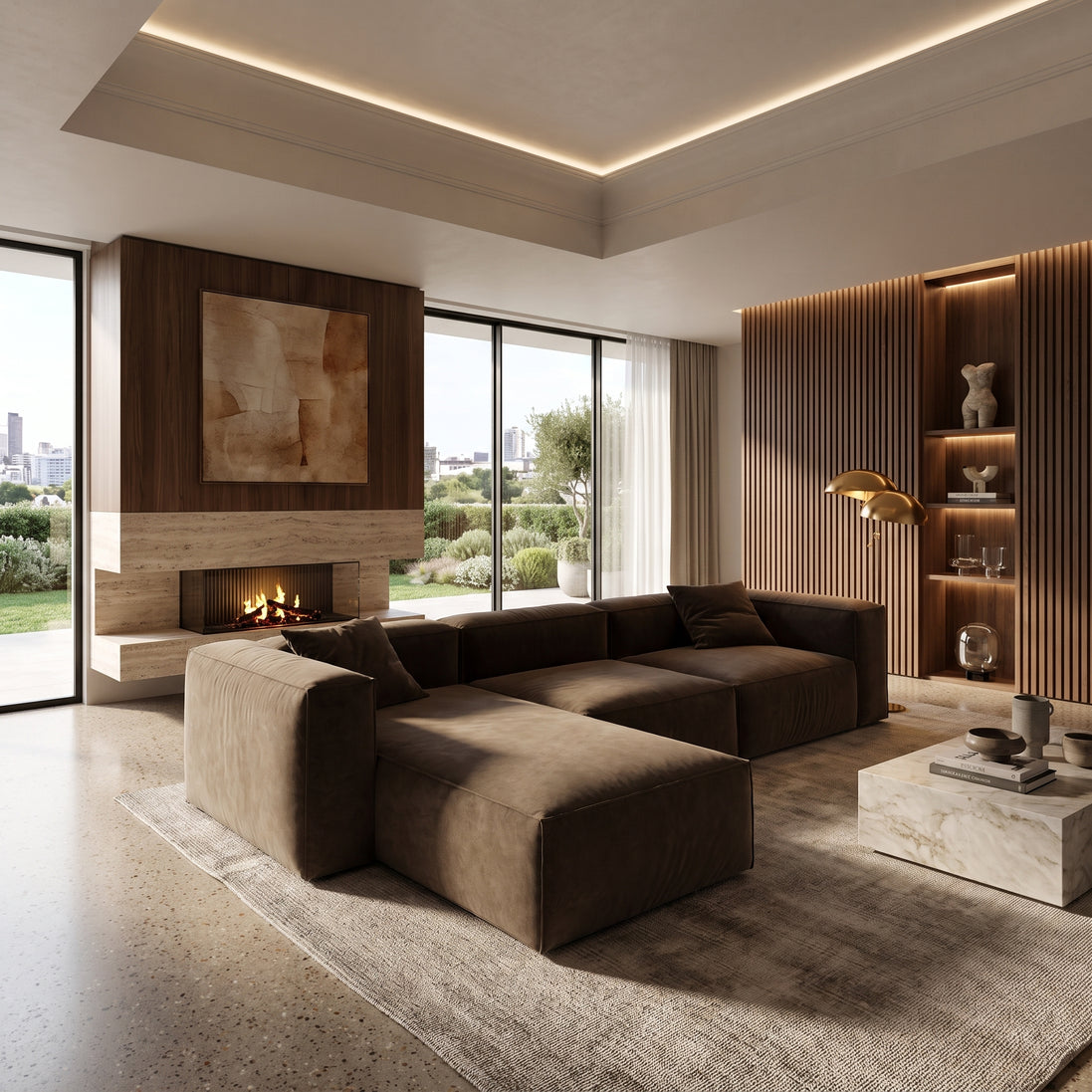 Eleanor Modular Velvet Sofa | Mocha