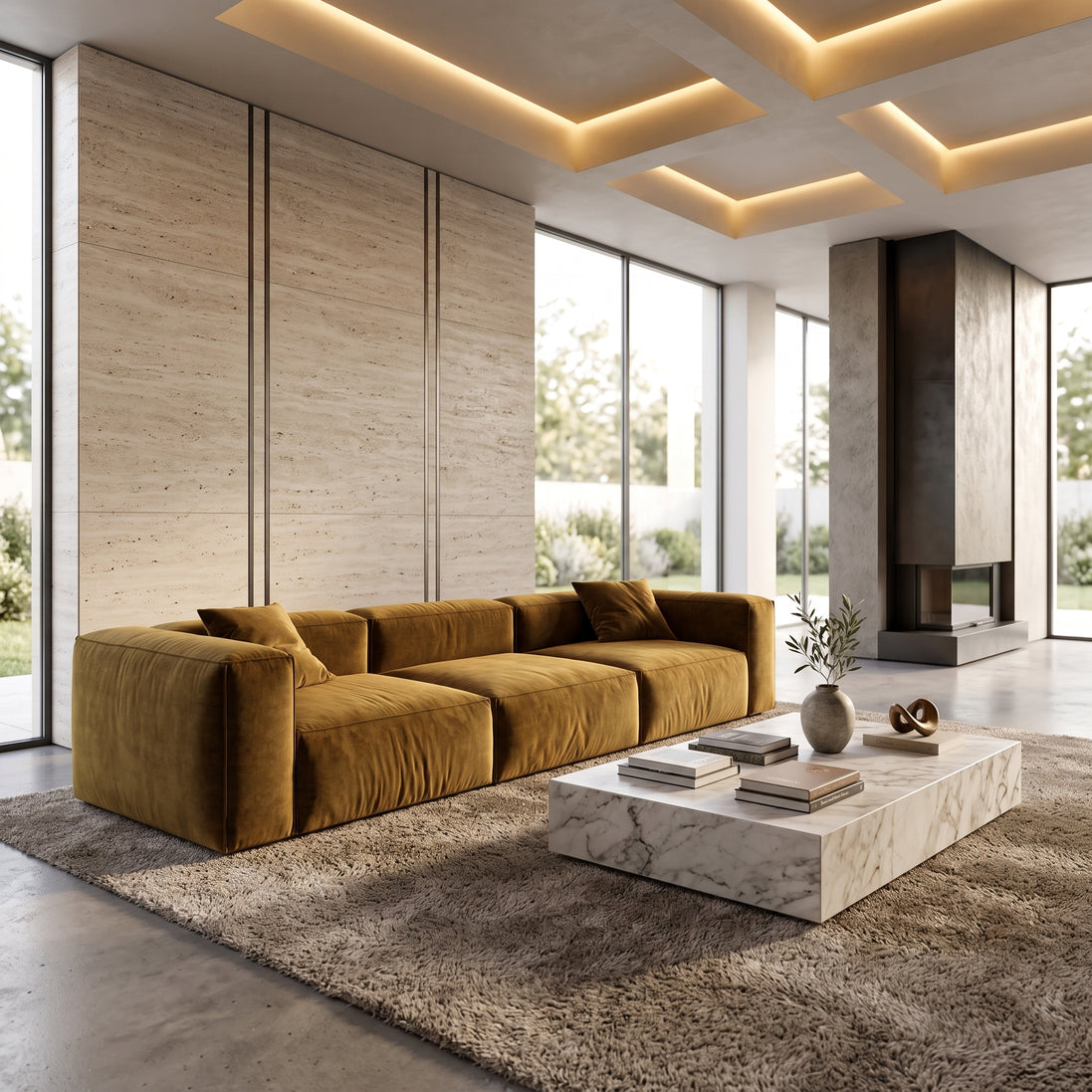 Eleanor Modular Velvet Sofa | Ochre
