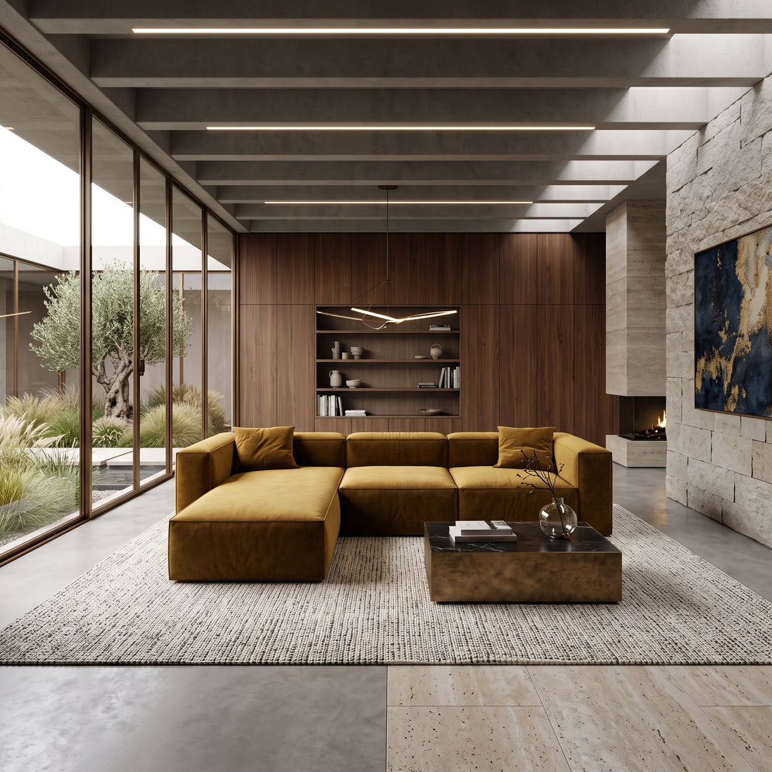 Eleanor Modular Velvet Sofa | Ochre