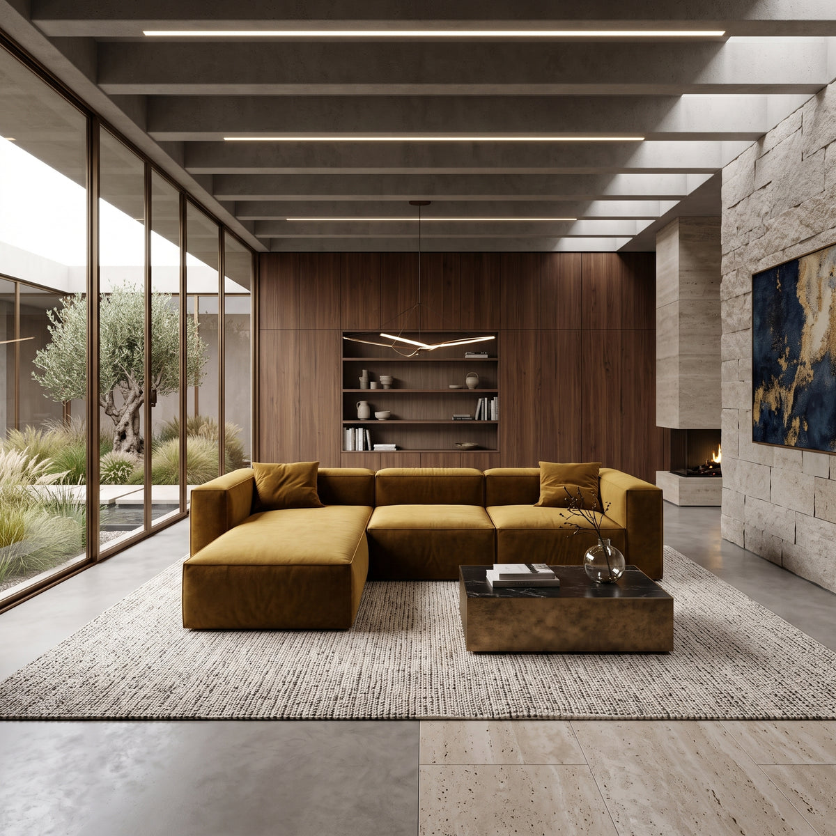 Eleanor Modular Velvet Sofa | Ochre