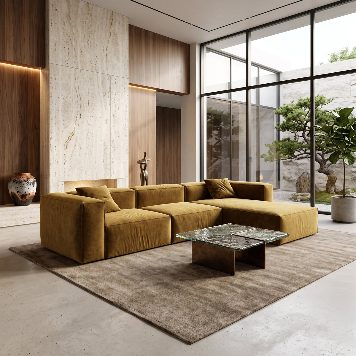 Eleanor Modular Velvet Sofa | Ochre