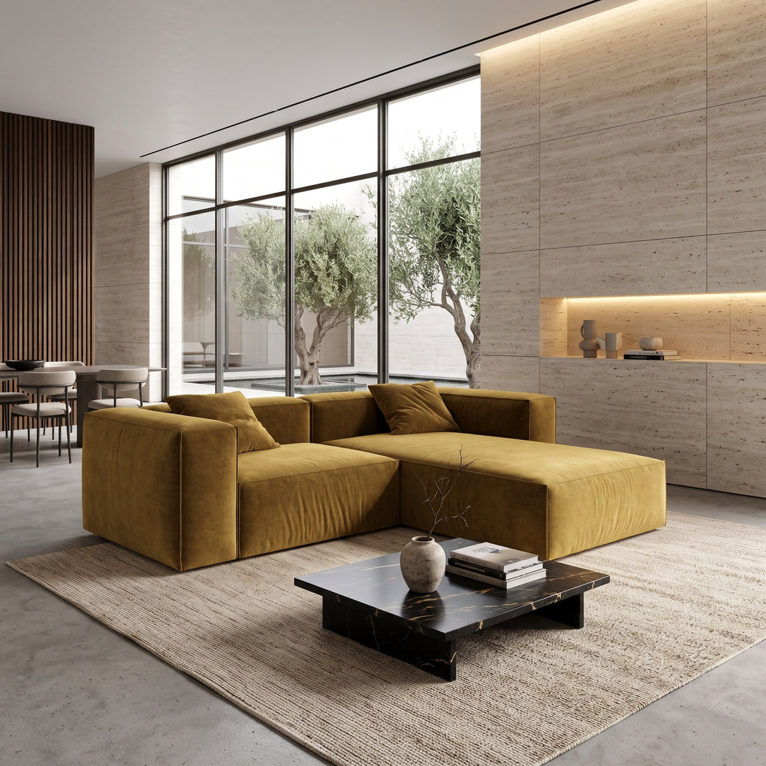 Eleanor Modular Velvet Sofa | Ochre