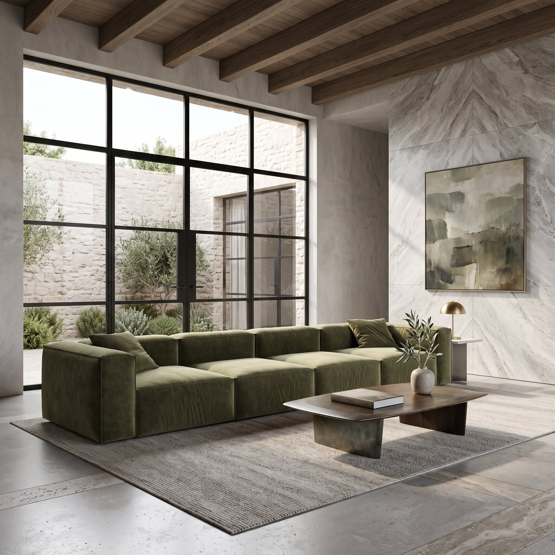 Eleanor Modular Velvet Sofa | Olive