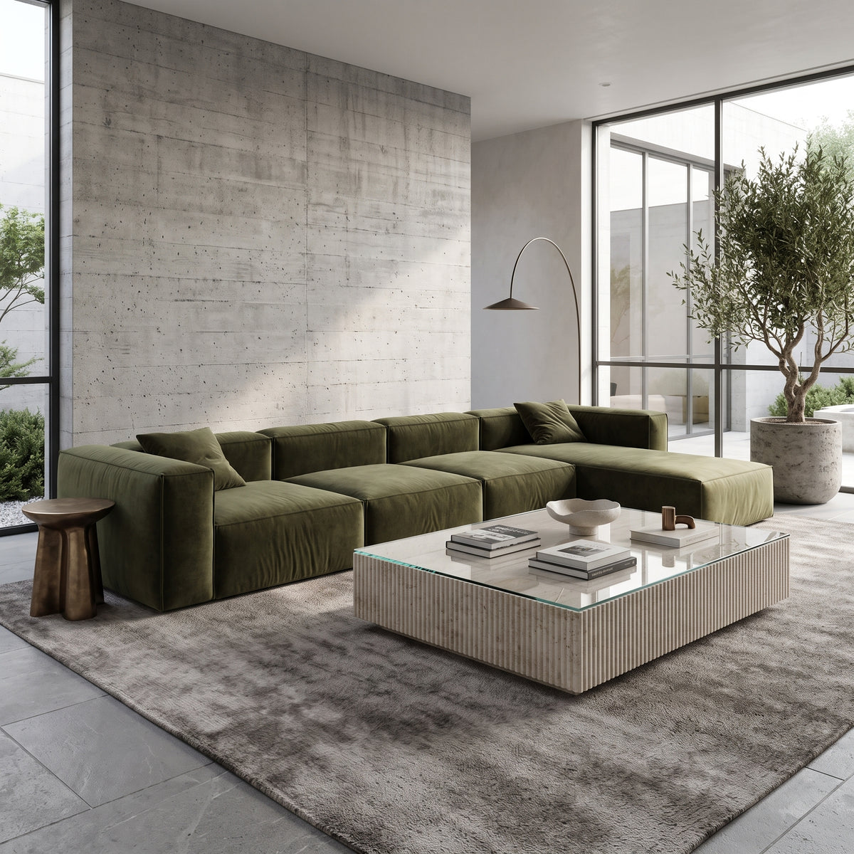 Eleanor Modular Velvet Sofa | Olive