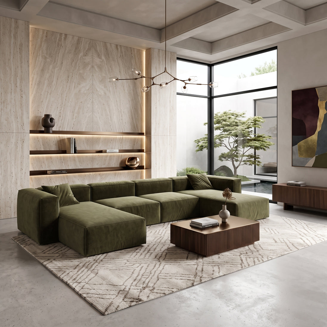 Eleanor Modular Velvet Sofa | Olive