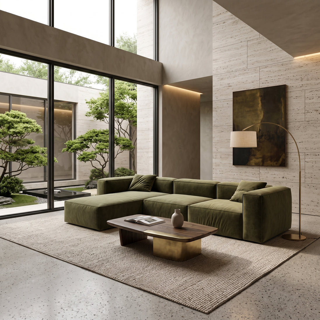 Eleanor Modular Velvet Sofa | Olive