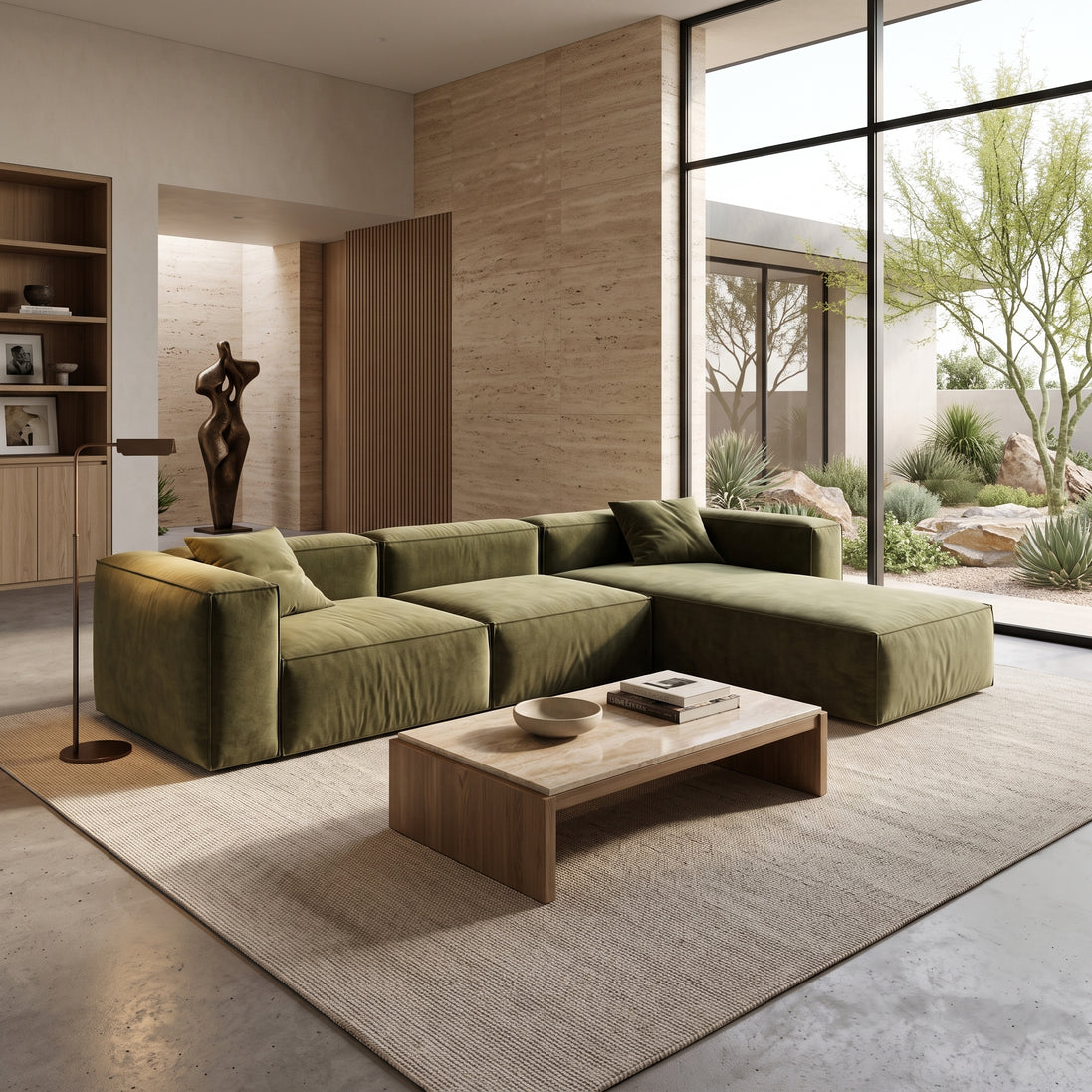 Eleanor Modular Velvet Sofa | Olive