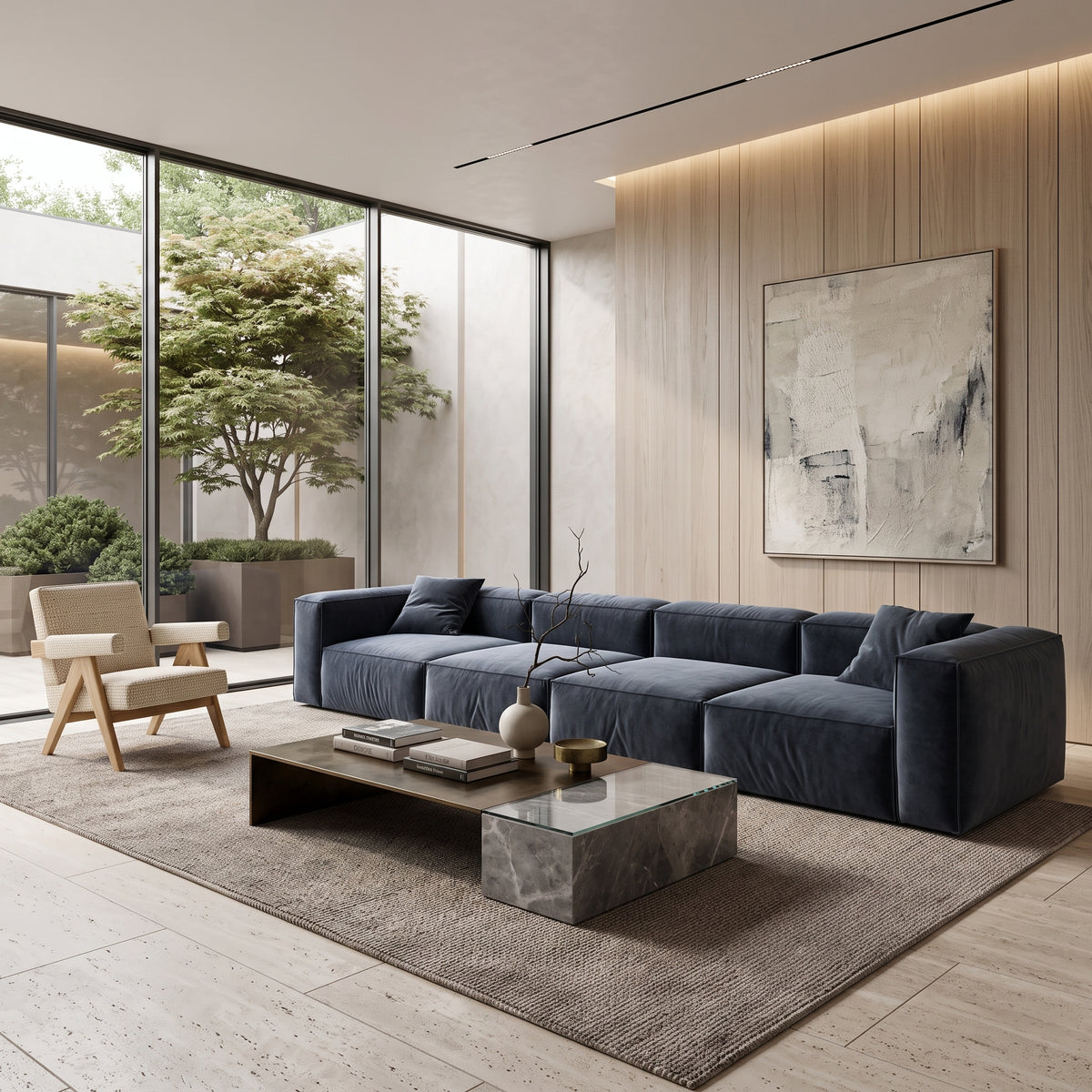 Eleanor Modular Velvet Sofa | Oxford Blue