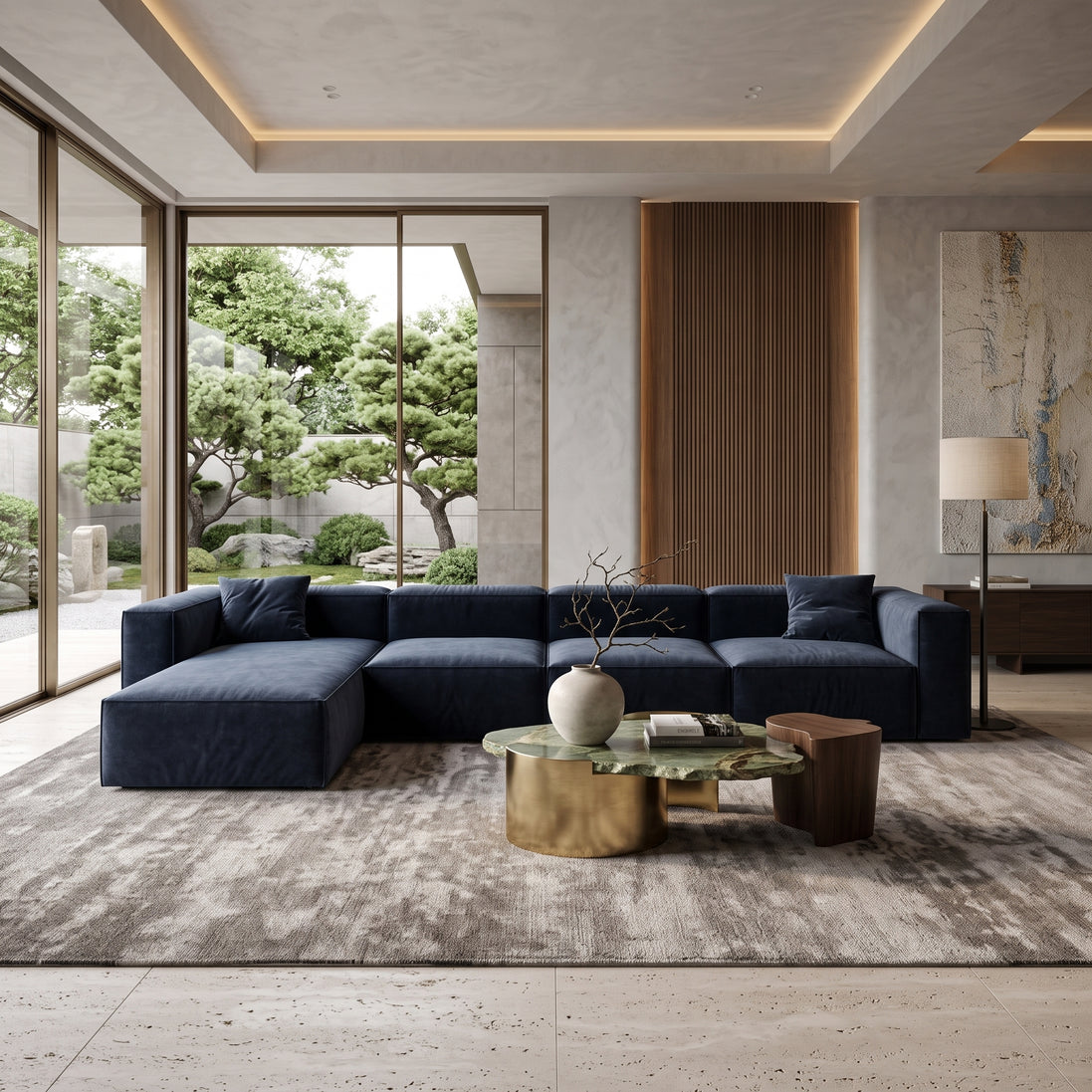 Eleanor Modular Velvet Sofa | Oxford Blue