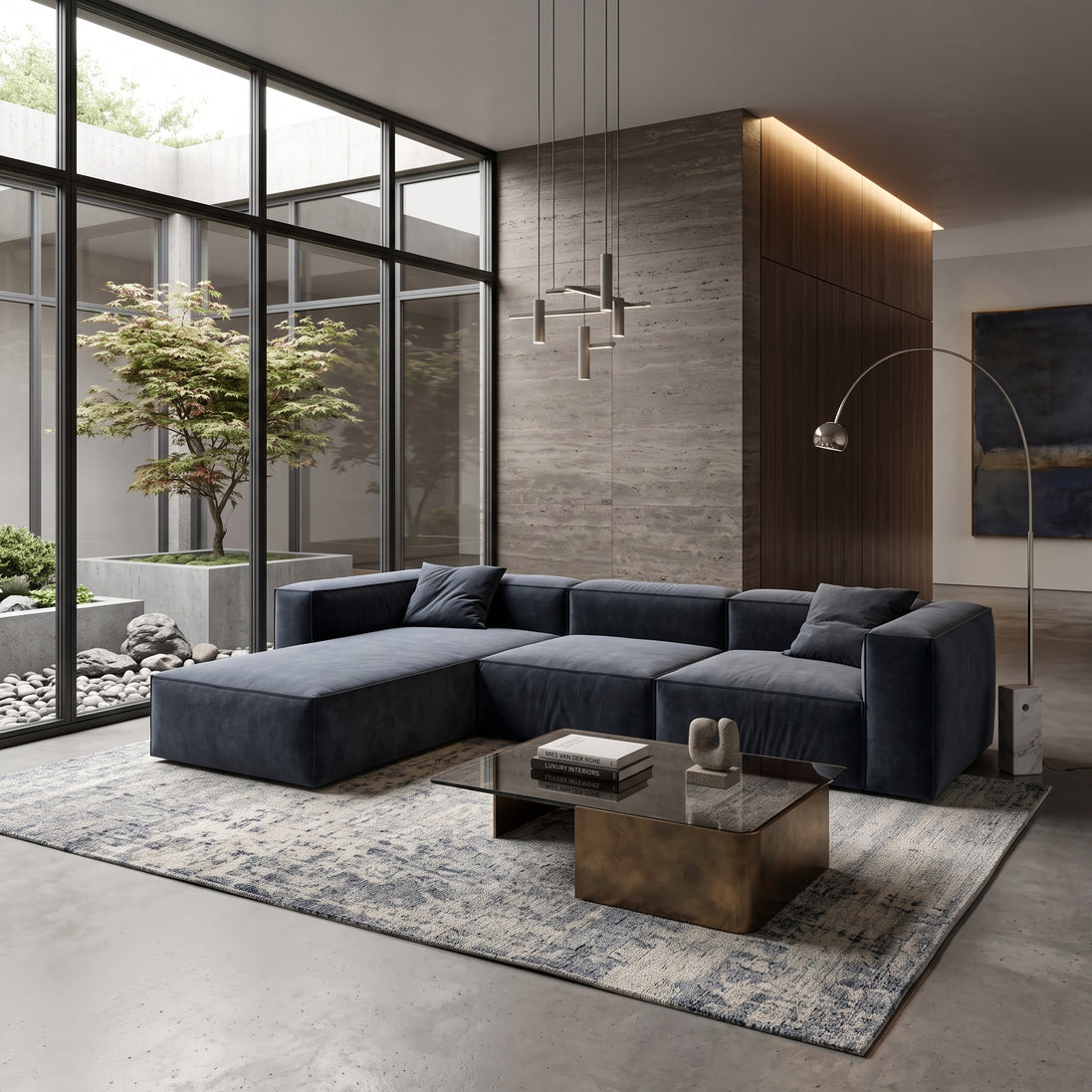 Eleanor Modular Velvet Sofa | Oxford Blue