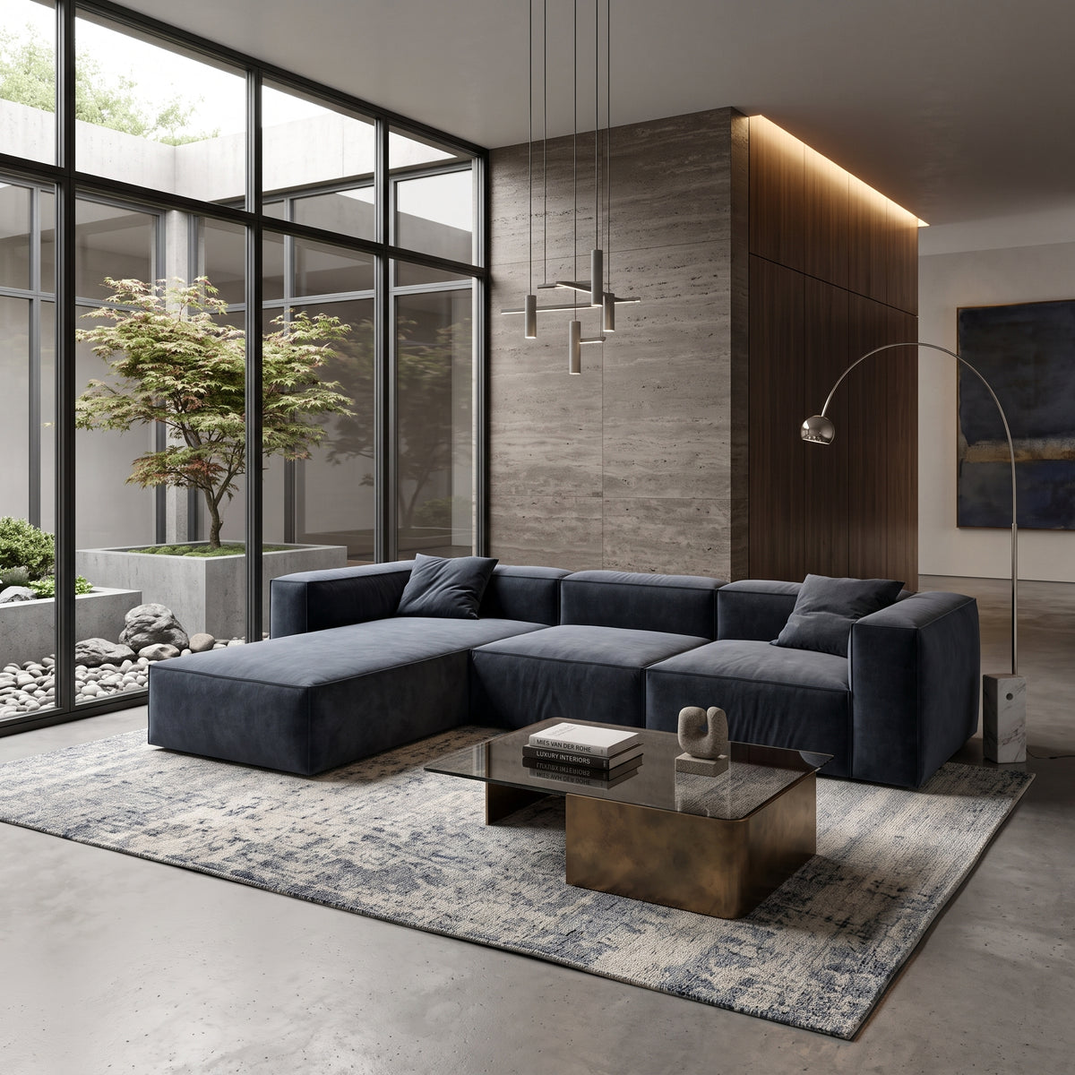 Eleanor Modular Velvet Sofa | Oxford Blue