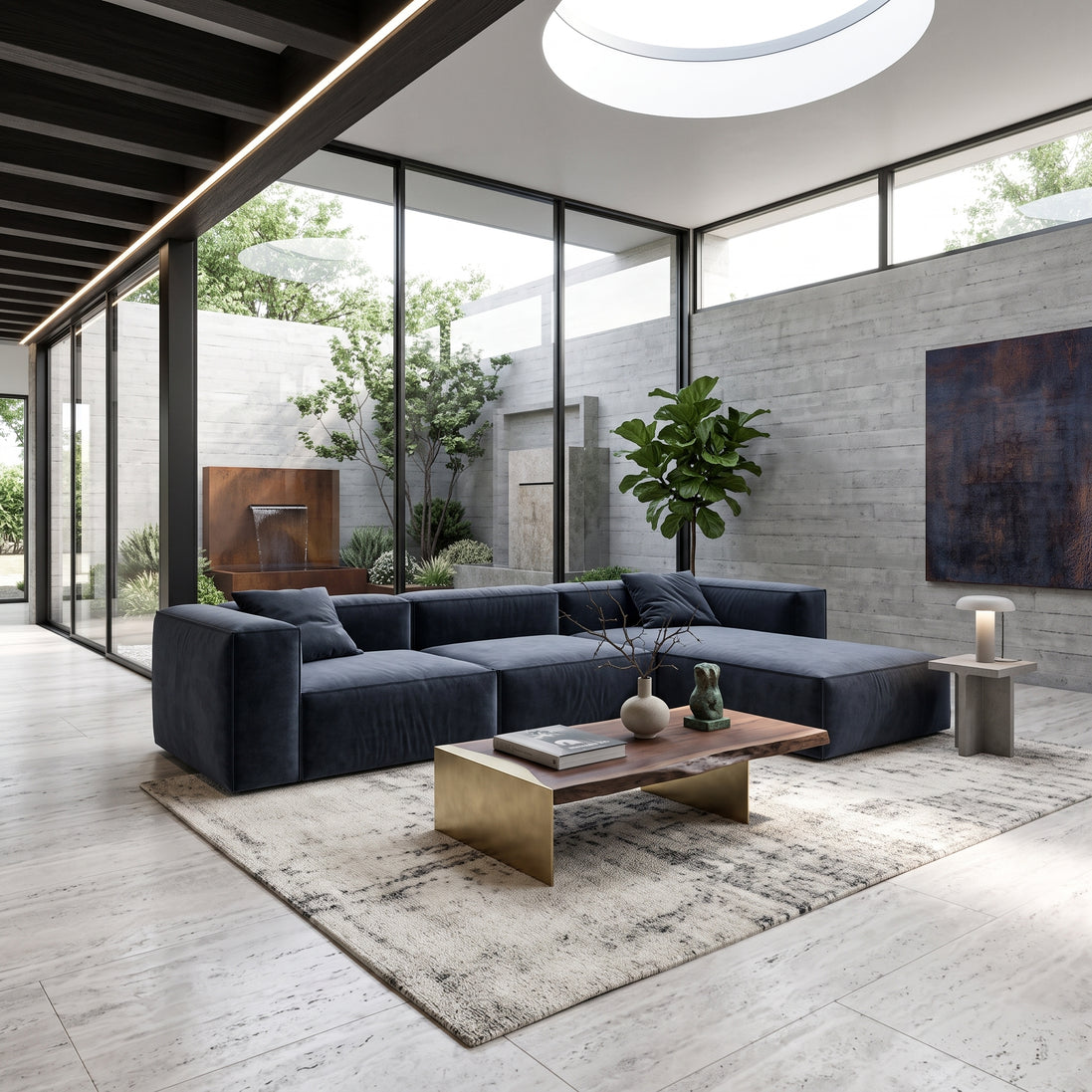 Eleanor Modular Velvet Sofa | Oxford Blue