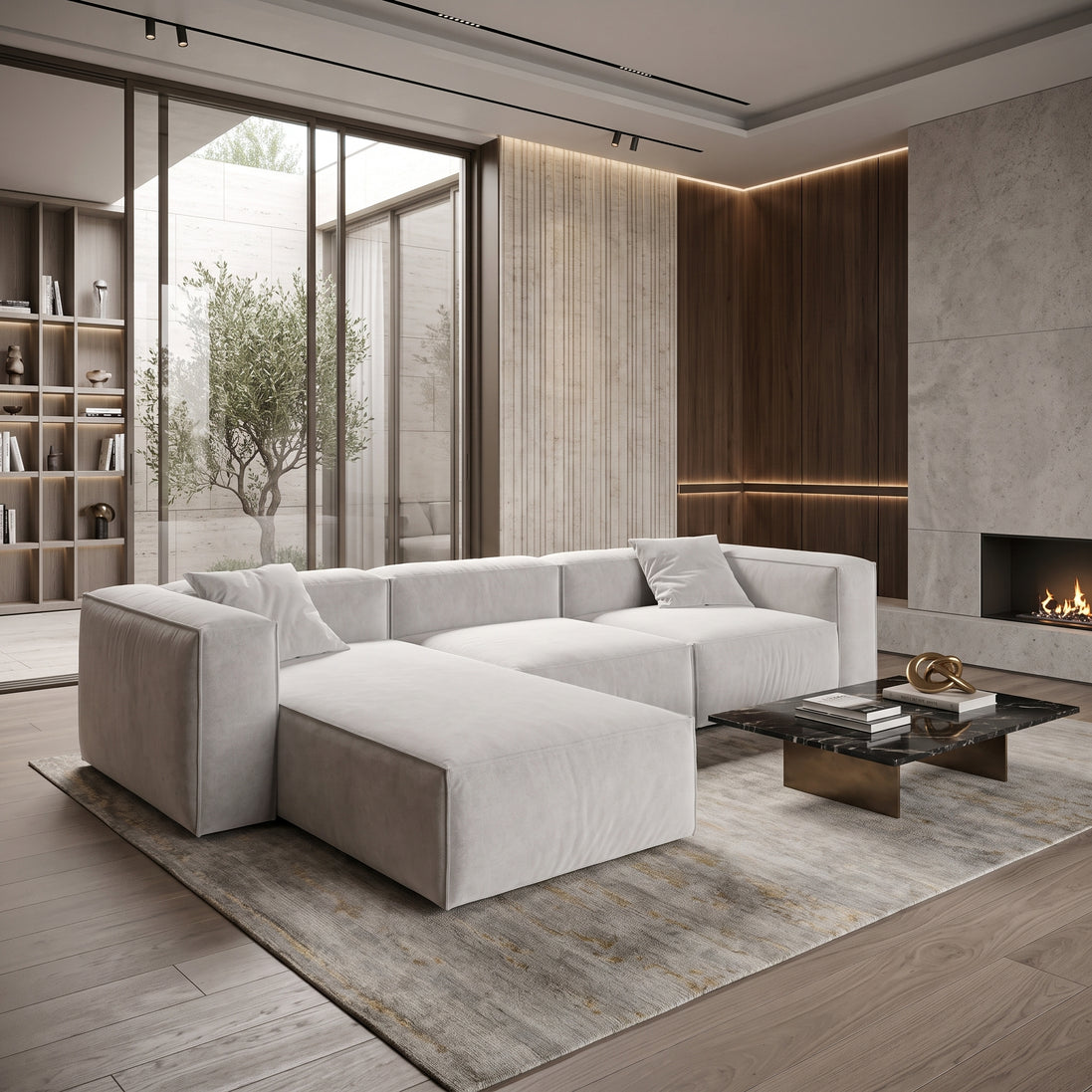 Eleanor Modular Velvet Sofa | Pearl